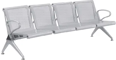 SPRING 4, kovová lavice do čekárny, 4-sedák, kostra stříbrná